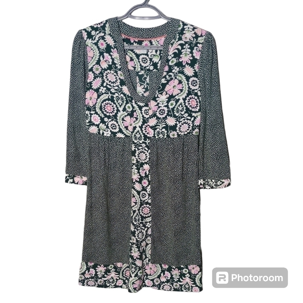 Boden Mollie Patchwork Dress Polka Dot Floral Size 4R